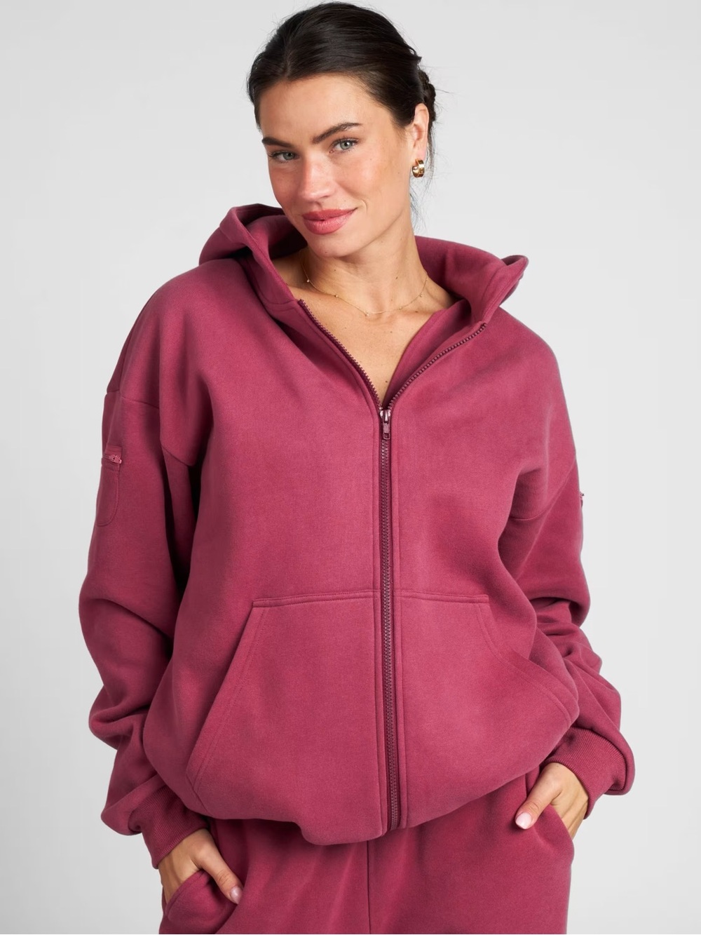 Comft Berry Zip-Up Travel Hoodie Set